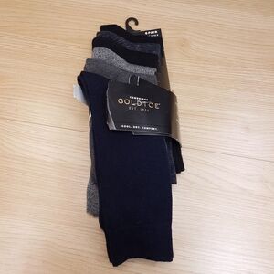GOLD TOE Mens Dress Socks Black Navy 6-Pack Cambridge Crew Rayon Knit Blend